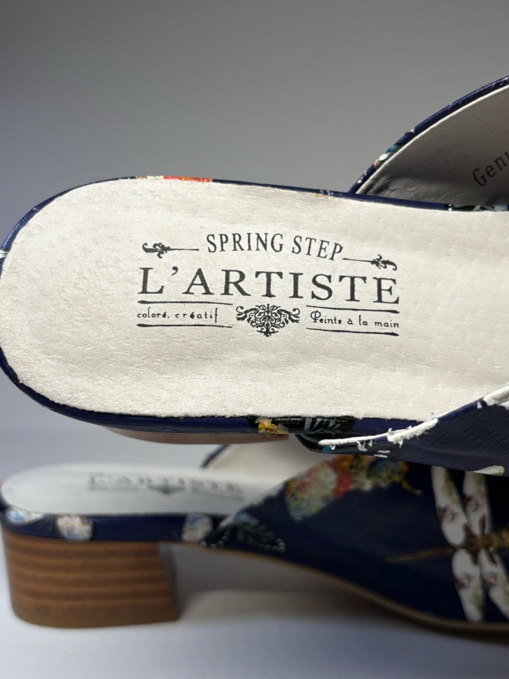 L’Artiste Spring Step Floral Dragonfly Sandal Size EU 39 Blue Leather Slip On - Picture 10 of 12